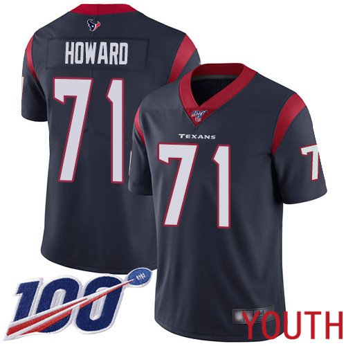 Houston Texans Limited Navy Blue Youth Tytus Howard Home Jersey NFL Football 71 100th Season Vapor Untouchable